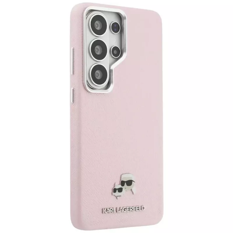 KARL LAGERFELD Saffiano KC Metal Logo Funda MagSafe para Samsung Galaxy S26 Ultra - Rosa