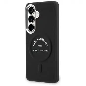 KARL LAGERFELD Funda MagSafe Embossed Ring Stand para Samsung Galaxy S26, Negra