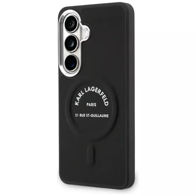 KARL LAGERFELD Funda MagSafe Embossed Ring Stand para Samsung Galaxy S26, Negra
