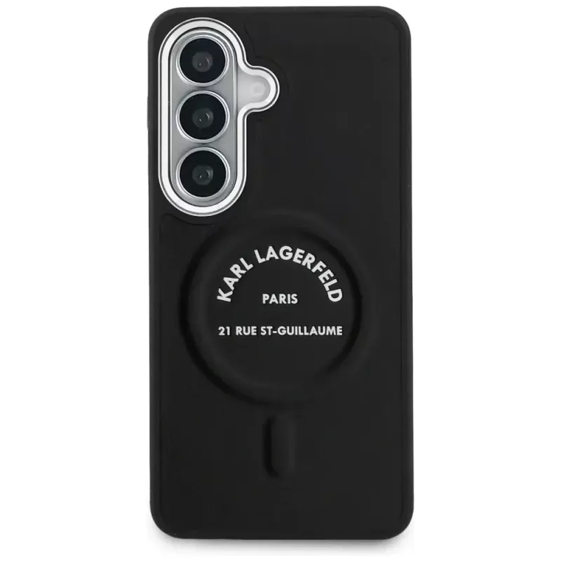 KARL LAGERFELD Funda MagSafe Embossed Ring Stand para Samsung Galaxy S26, Negra