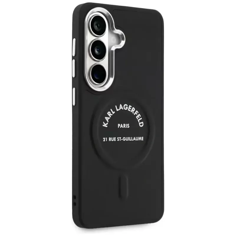 KARL LAGERFELD Funda MagSafe Embossed Ring Stand para Samsung Galaxy S26, Negra