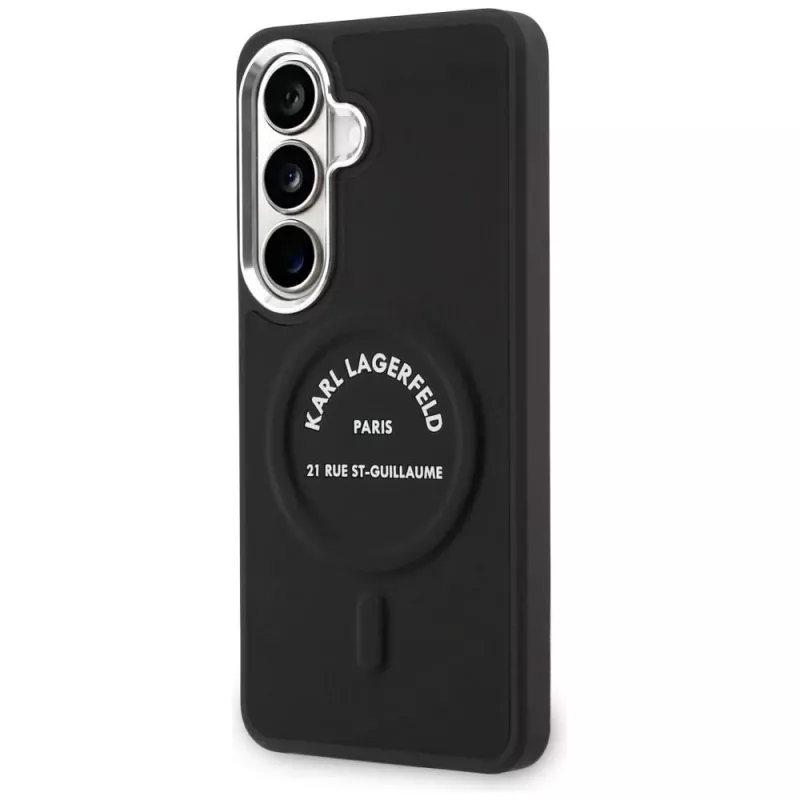 Karl Lagerfeld Funda MagSafe Embossed Ring RSG Logo para Samsung Galaxy S26+ Negra