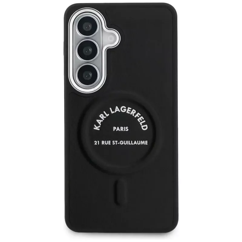 Karl Lagerfeld Funda MagSafe Embossed Ring RSG Logo para Samsung Galaxy S26+ Negra