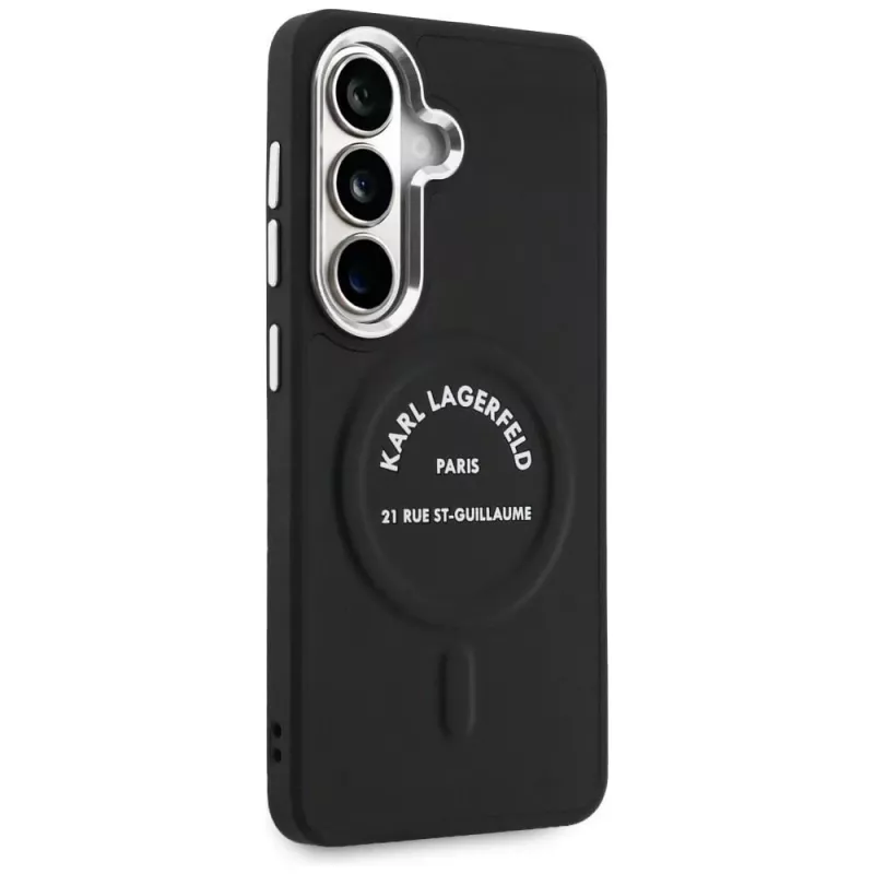 Karl Lagerfeld Funda MagSafe Embossed Ring RSG Logo para Samsung Galaxy S26+ Negra