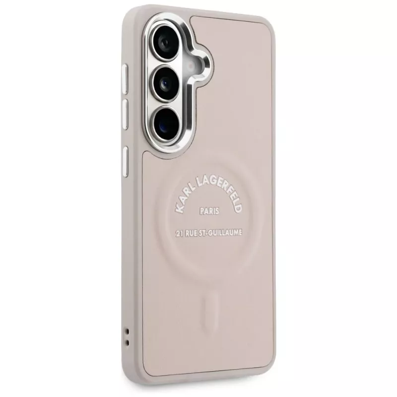 Karl Lagerfeld Funda MagSafe Embossed Ring RSGLogo para Samsung Galaxy S26, Rosa
