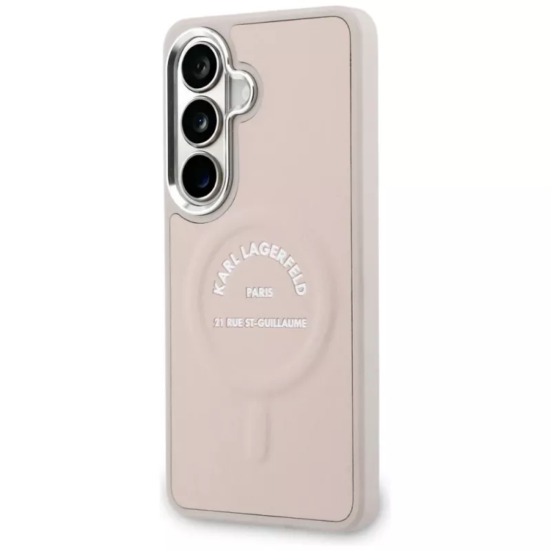 KARL LAGERFELD Funda MagSafe Embossed Ring para Samsung Galaxy S26+ Rosa