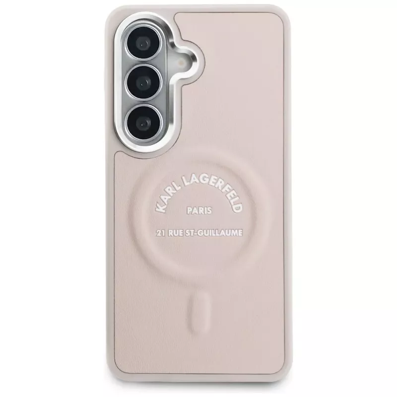 KARL LAGERFELD Funda MagSafe Embossed Ring para Samsung Galaxy S26+ Rosa