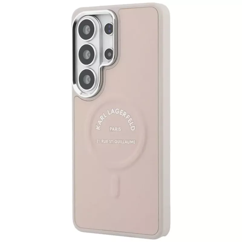 Karl Lagerfeld Funda MagSafe Embossed Ring RSG Logo para Samsung Galaxy S26 Ultra - Rosa
