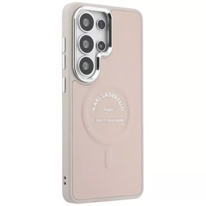 Karl Lagerfeld Funda MagSafe Embossed Ring RSG Logo para Samsung Galaxy S26 Ultra - Rosa