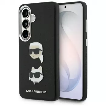 KARL LAGERFELD Funda Metal DoubleHeads Saffiano para Samsung Galaxy S26, Negra