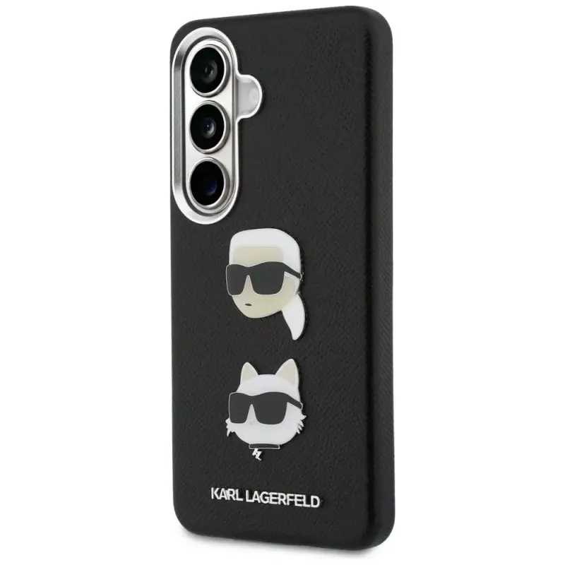 KARL LAGERFELD Funda Metal DoubleHeads Saffiano para Samsung Galaxy S26, Negra