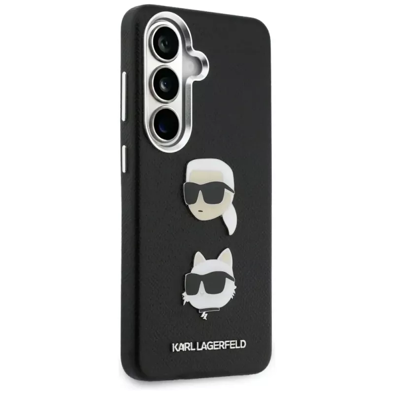 KARL LAGERFELD Funda Metal DoubleHeads Saffiano para Samsung Galaxy S26, Negra