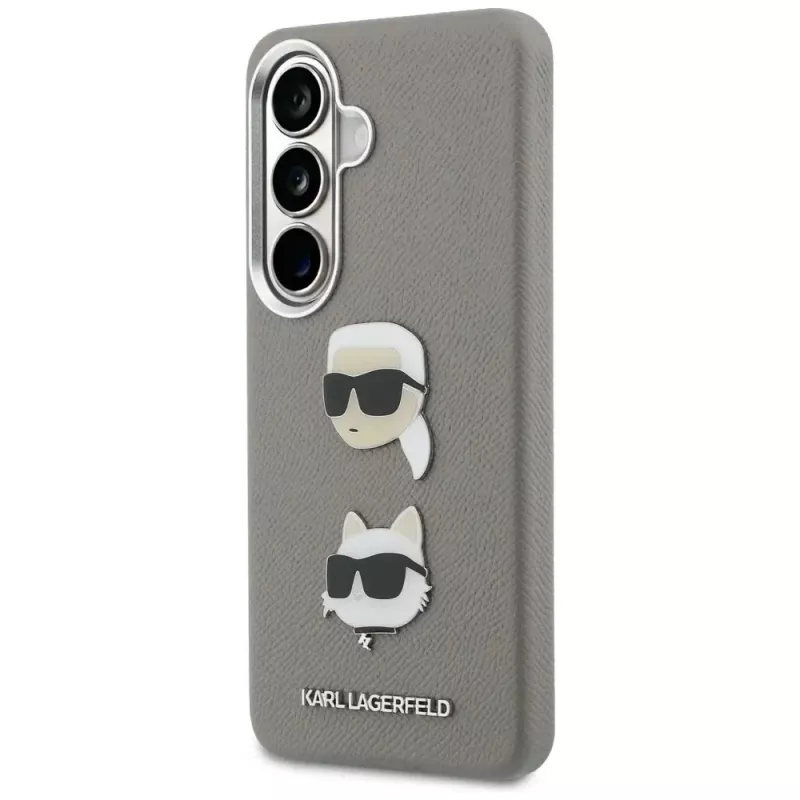 Karl Lagerfeld Funda Metal DoubleHeads Saffiano para Samsung Galaxy S26 Plata