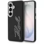 KARL LAGERFELD Funda Grained Signature Metal Resin Logo para Samsung Galaxy S26, Negra