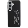 KARL LAGERFELD Funda Grained Signature Metal Resin Logo para Samsung Galaxy S26, Negra