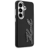 KARL LAGERFELD Funda Grained Signature Metal Resin Logo para Samsung Galaxy S26, Negra