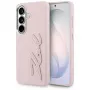 Karl Lagerfeld Funda Grained Signature Metal Resin Logo para Samsung Galaxy S26 Rosa