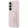 Karl Lagerfeld Funda Grained Signature Metal Resin Logo para Samsung Galaxy S26 Rosa