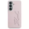 Karl Lagerfeld Funda Grained Signature Metal Resin Logo para Samsung Galaxy S26 Rosa