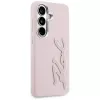 Karl Lagerfeld Funda Grained Signature Metal Resin Logo para Samsung Galaxy S26 Rosa