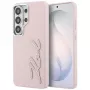 KARL LAGERFELD Funda Grained Signature Metal Resin Logo para Samsung Galaxy S26 Ultra, Rosa