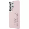 KARL LAGERFELD Funda Grained Signature Metal Resin Logo para Samsung Galaxy S26 Ultra, Rosa