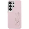 KARL LAGERFELD Funda Grained Signature Metal Resin Logo para Samsung Galaxy S26 Ultra, Rosa