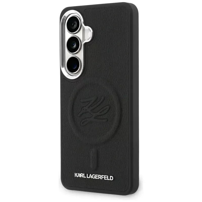 KARL LAGERFELD Funda MagSafe Embossed Ring Initials para Samsung Galaxy S26, Negra