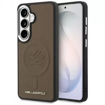 Karl Lagerfeld Funda MagSafe Embossed Ring Initials para Samsung Galaxy S26, Marrón