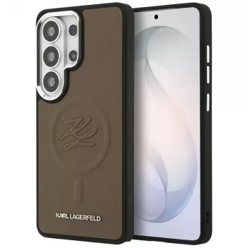 KARL LAGERFELD Funda MagSafe Embossed Ring Initials para Samsung Galaxy S26 Ultra, Marrón