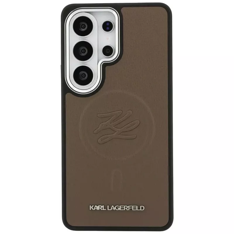 KARL LAGERFELD Funda MagSafe Embossed Ring Initials para Samsung Galaxy S26 Ultra, Marrón