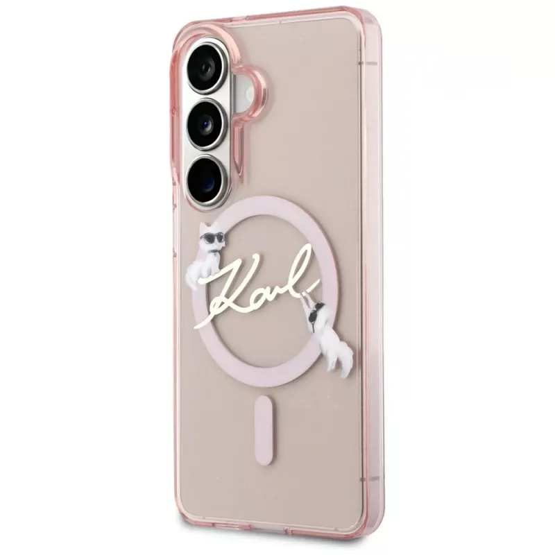Karl Lagerfeld Funda MagSafe IML KC Script para Samsung Galaxy S26, Rosa