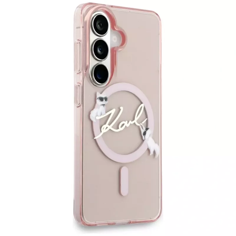Karl Lagerfeld Funda MagSafe IML KC Script para Samsung Galaxy S26, Rosa