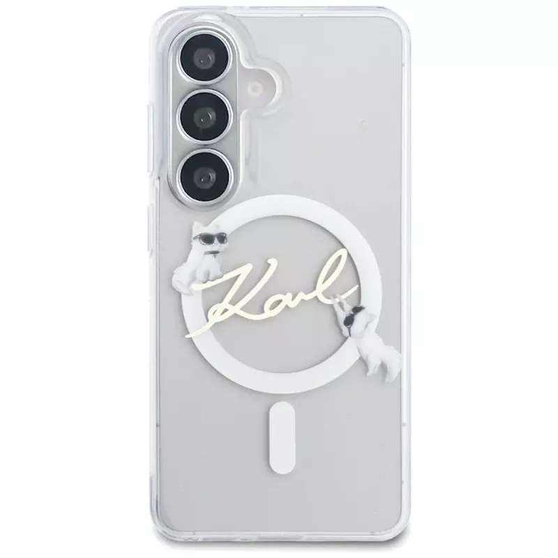 KARL LAGERFELD Funda MagSafe IML KC Script para Samsung Galaxy S26, Transparente