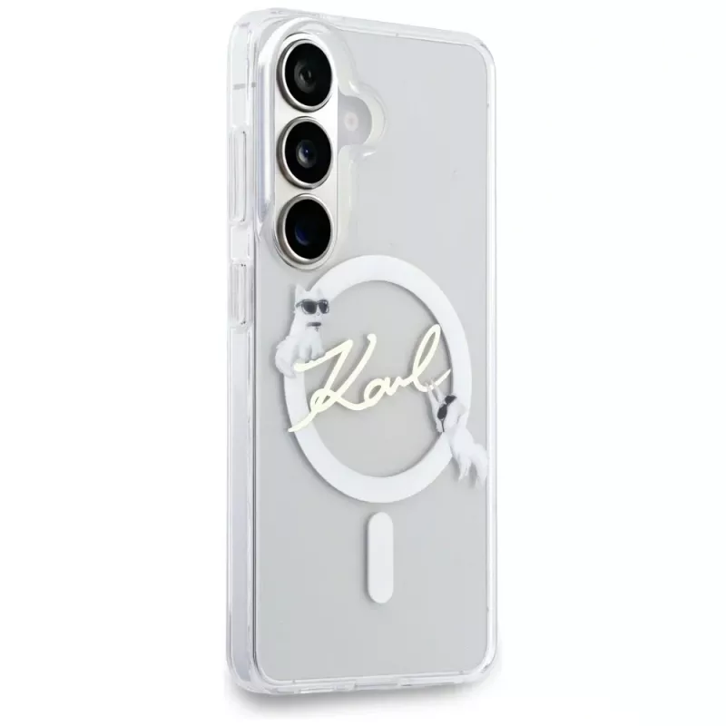 KARL LAGERFELD Funda MagSafe IML KC Script para Samsung Galaxy S26, Transparente