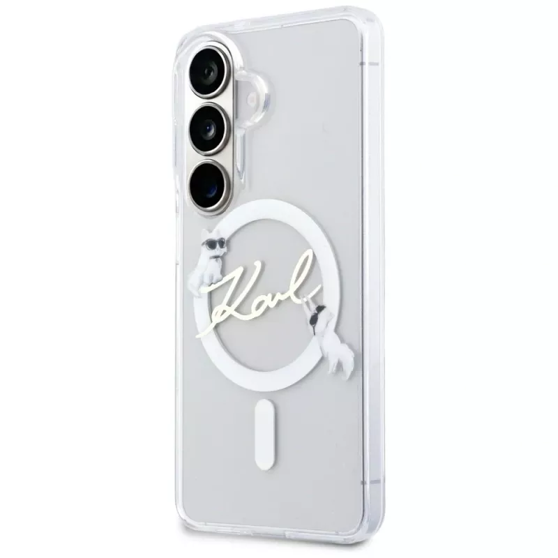 KARL LAGERFELD Funda MagSafe IML KC Script para Samsung Galaxy S26+ Transparente