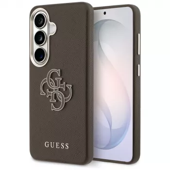 Guess Funda Grained Big 4G Metal Logo para Samsung Galaxy S26+ Marrón