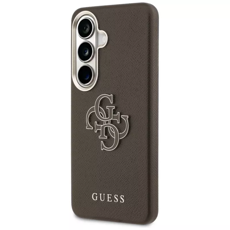 Guess Funda Grained Big 4G Metal Logo para Samsung Galaxy S26+ Marrón