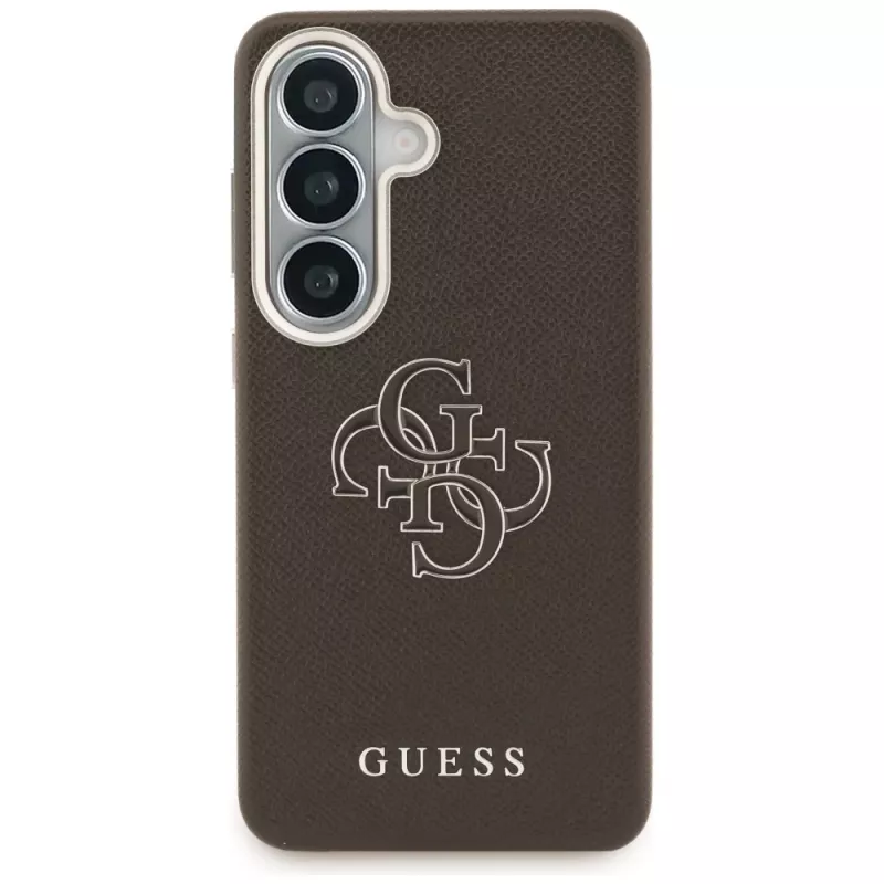 Guess Funda Grained Big 4G Metal Logo para Samsung Galaxy S26+ Marrón