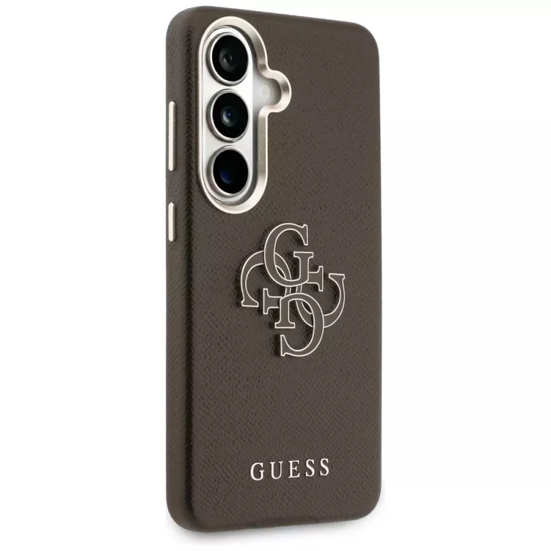 Guess Funda Grained Big 4G Metal Logo para Samsung Galaxy S26+ Marrón