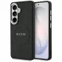 Guess Saffiano Peony Embossed Ring MagSafe Case para Samsung Galaxy S26 negro