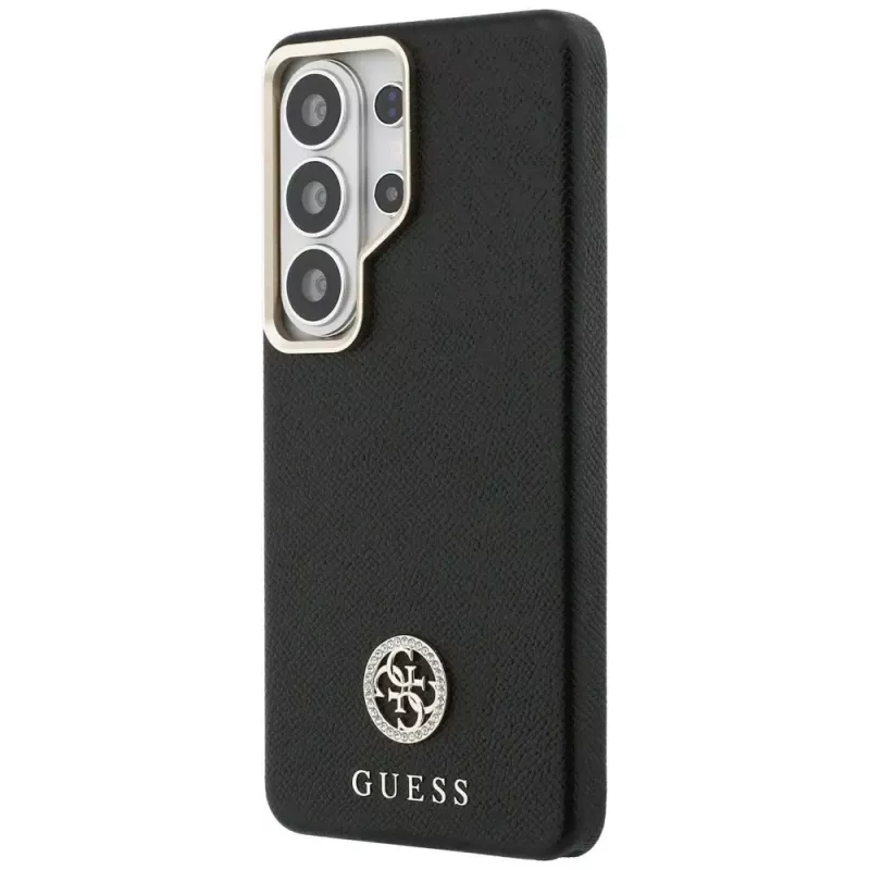 Guess Rhinestone Round Logo MagSafe Case para Samsung Galaxy S26 Ultra, negro