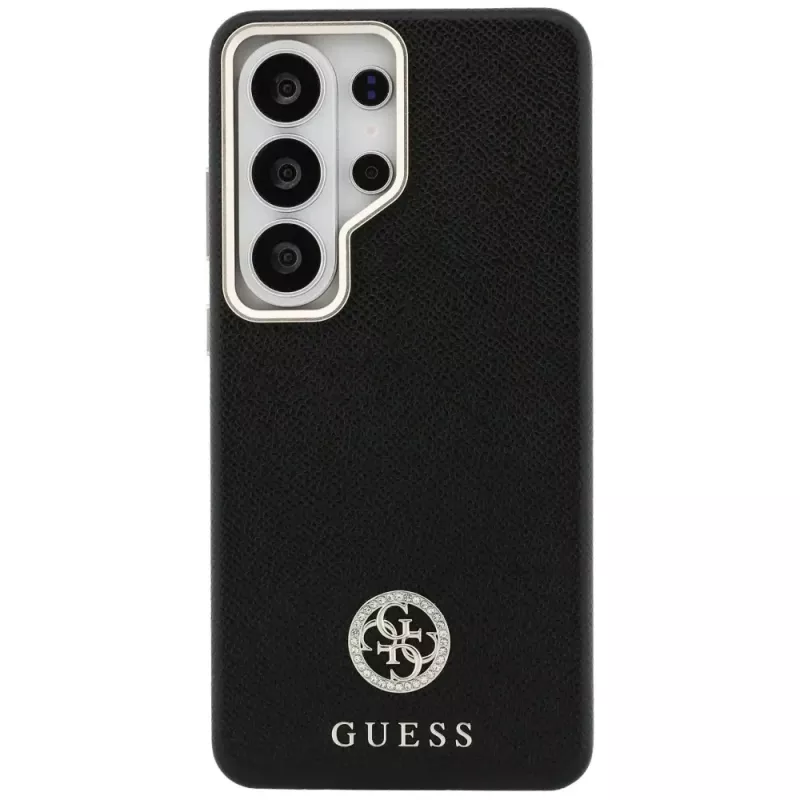 Guess Rhinestone Round Logo MagSafe Case para Samsung Galaxy S26 Ultra, negro