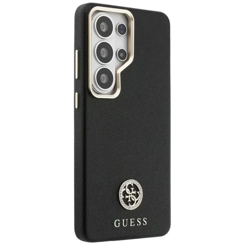 Guess Rhinestone Round Logo MagSafe Case para Samsung Galaxy S26 Ultra, negro
