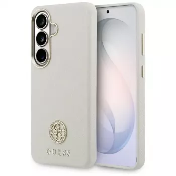 Guess Rhinestone Round Logo MagSafe Case para Samsung Galaxy S26 beige