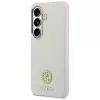 Guess Rhinestone Round Logo MagSafe Case para Samsung Galaxy S26 beige