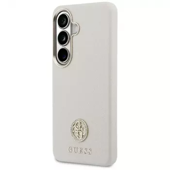 Guess Rhinestone Round Logo MagSafe Case para Samsung Galaxy S26 beige