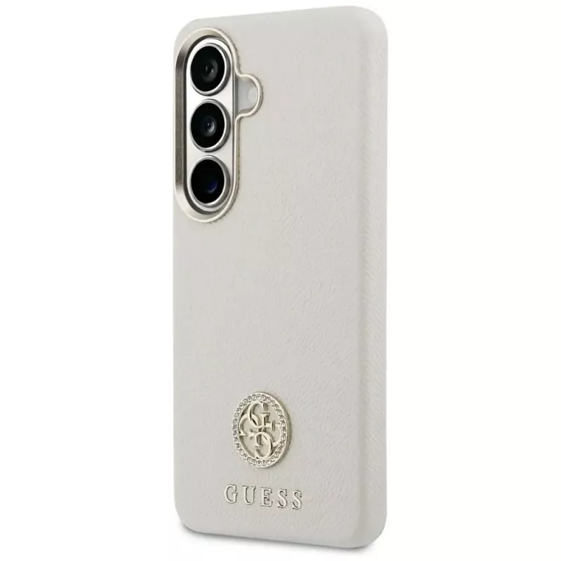 Guess Rhinestone Round Logo MagSafe Case para Samsung Galaxy S26 beige