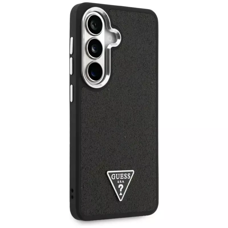Guess Fixed Glitter Triangle MagSafe Case para Samsung Galaxy S26+ negro