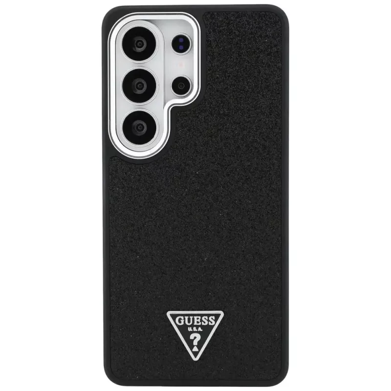 Guess Fixed Glitter Triangle MagSafe Case para Samsung Galaxy S26 Ultra, negro